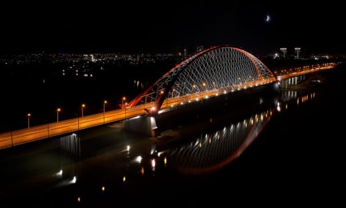 Aerial,View,Of,Famous,New,Bridge,Of,Novosibirsk,Over,The